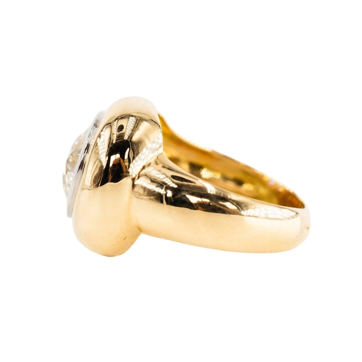 Bague Solitaire en or jaune, platine et diamant - Image 4