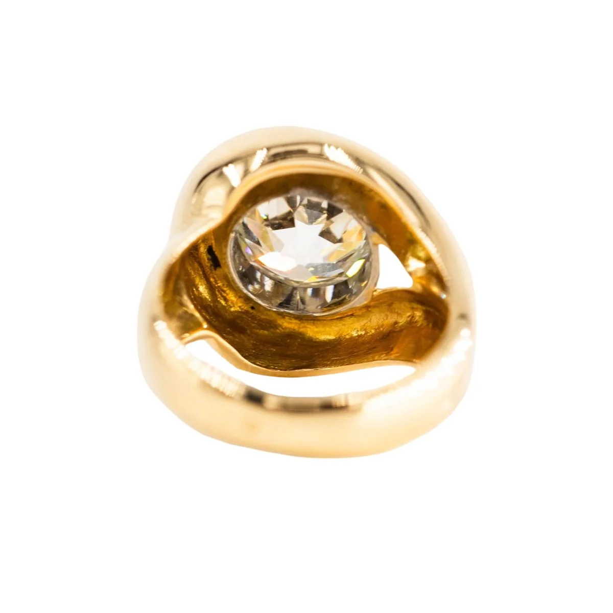 Bague Solitaire en or jaune, platine et diamant - Image 5
