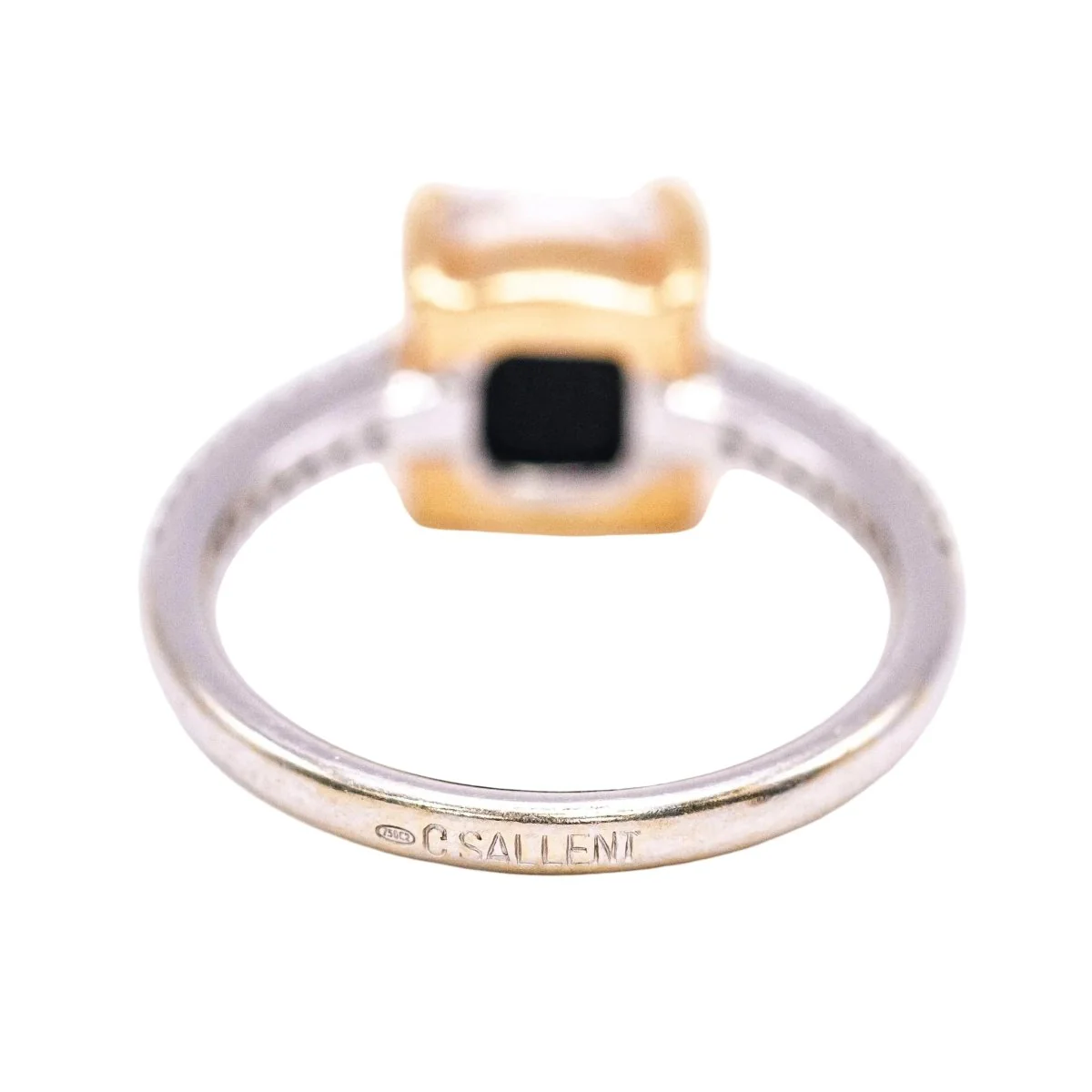 Bague Solitaire en or jaune, quartz, cristal de roche, onyx et diamants - Image 4