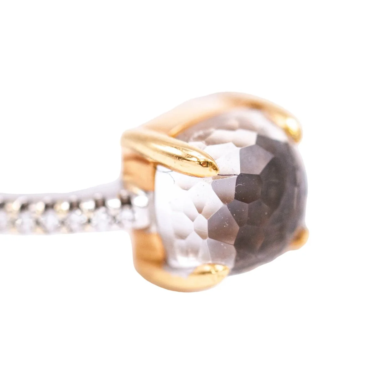 Bague Solitaire en or jaune, quartz, cristal de roche, onyx et diamants - Image 7