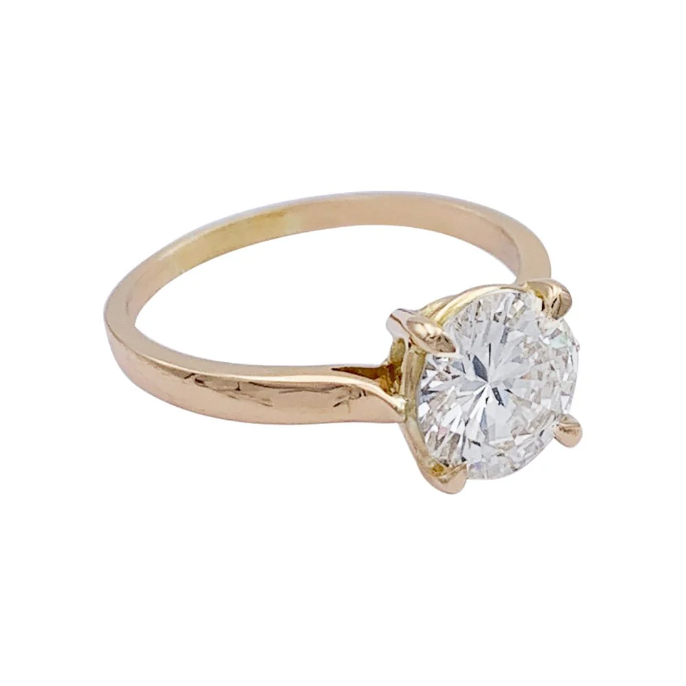Bague Solitaire en or rose et diamant - Image 3