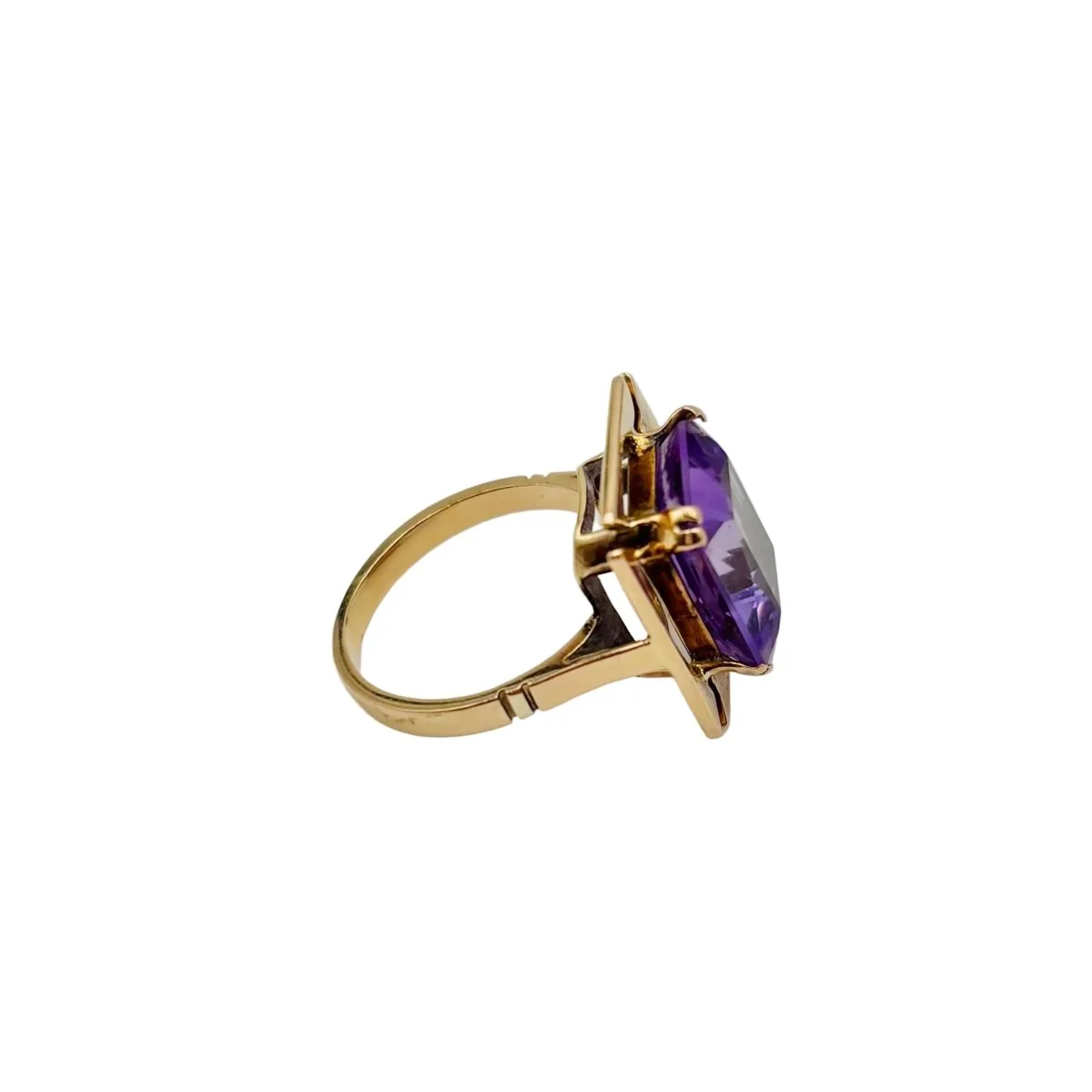 Bague Solitaire en or rose et améthyste - Image 3