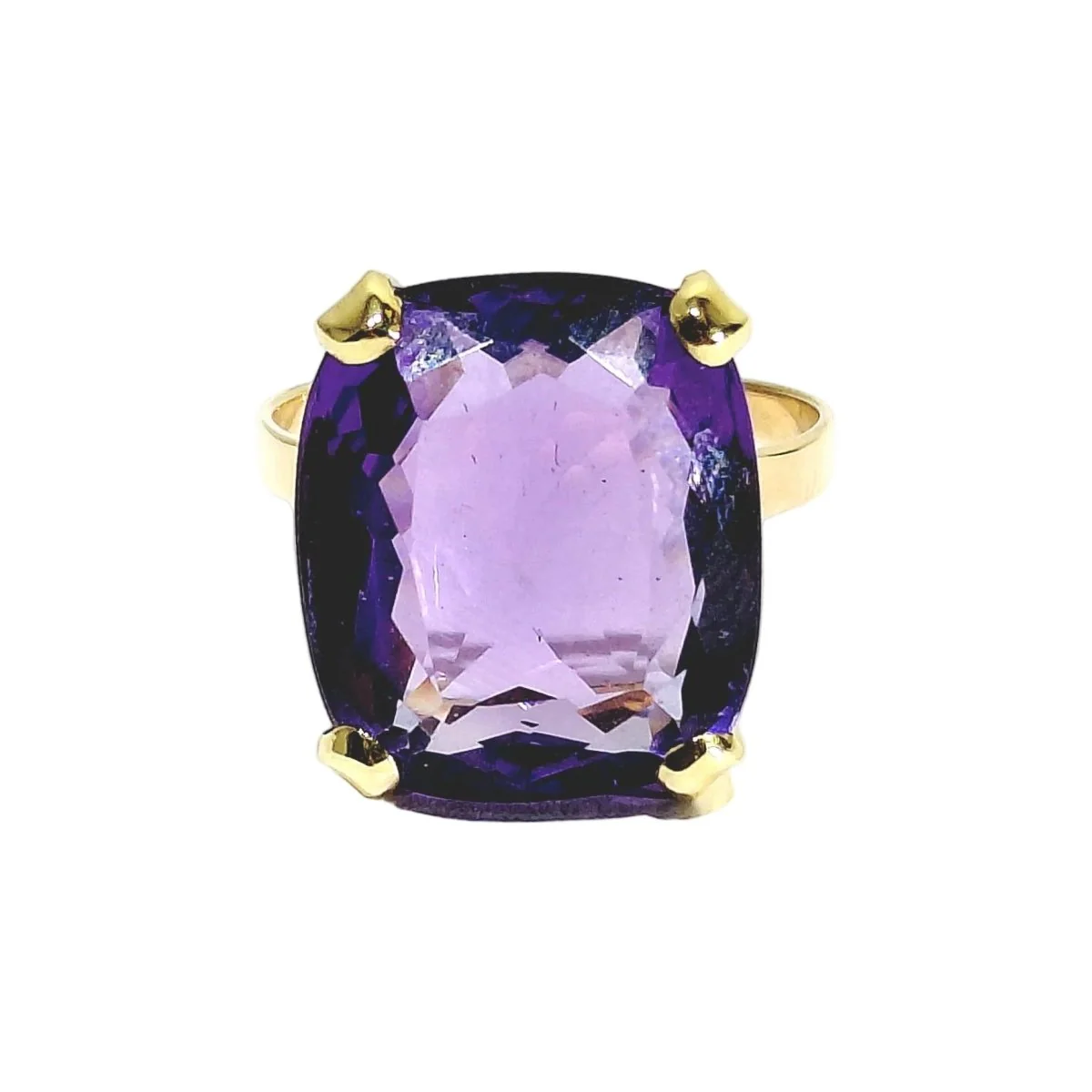 Bague Solitaire en or rose et améthyste