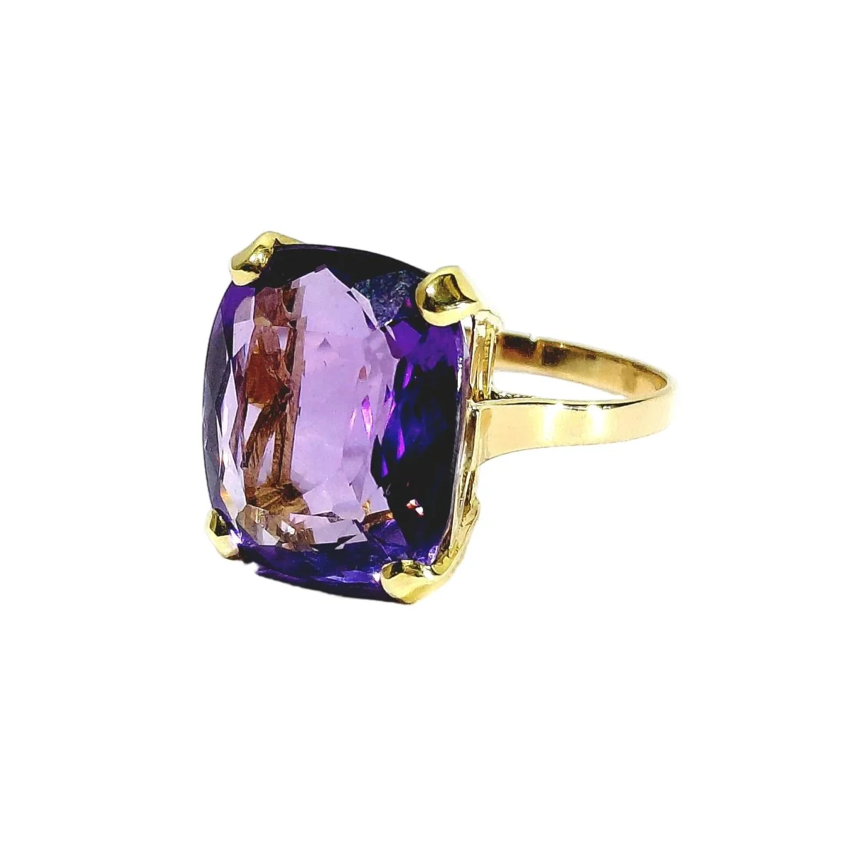 Bague Solitaire en or rose et améthyste - Image 3