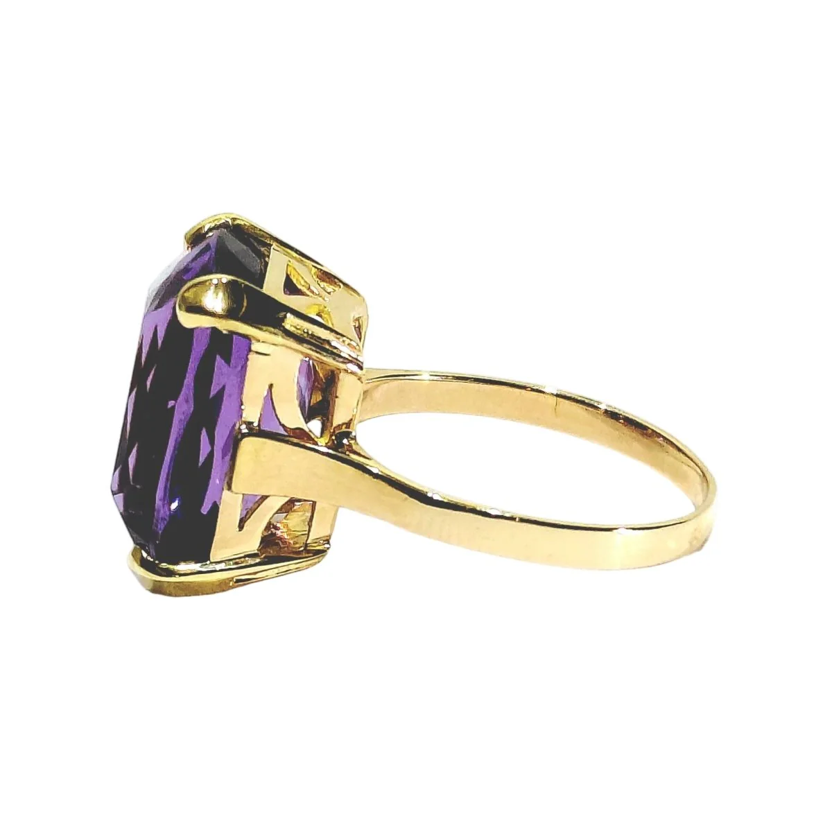 Bague Solitaire en or rose et améthyste - Image 4