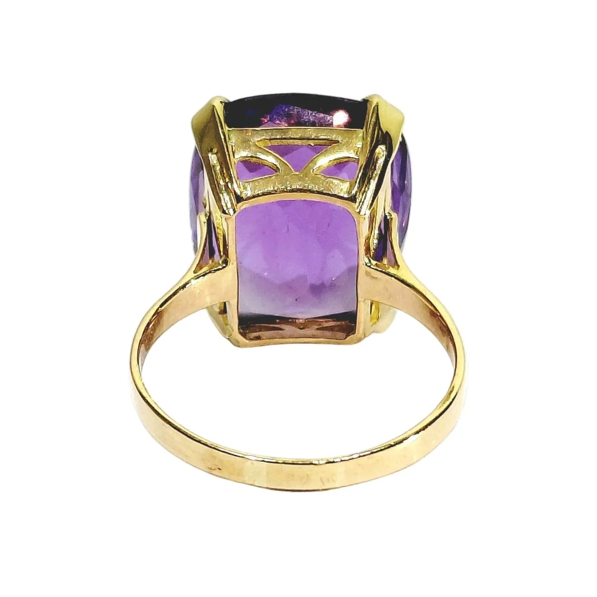 Bague Solitaire en or rose et améthyste - Image 5
