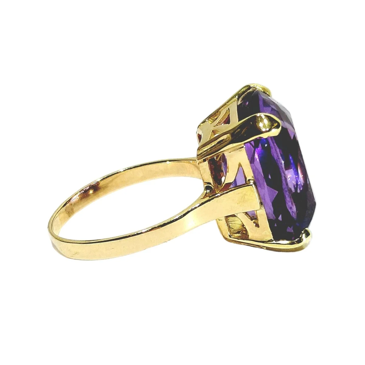 Bague Solitaire en or rose et améthyste - Image 6