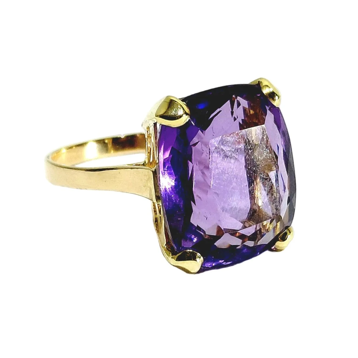 Bague Solitaire en or rose et améthyste - Image 7