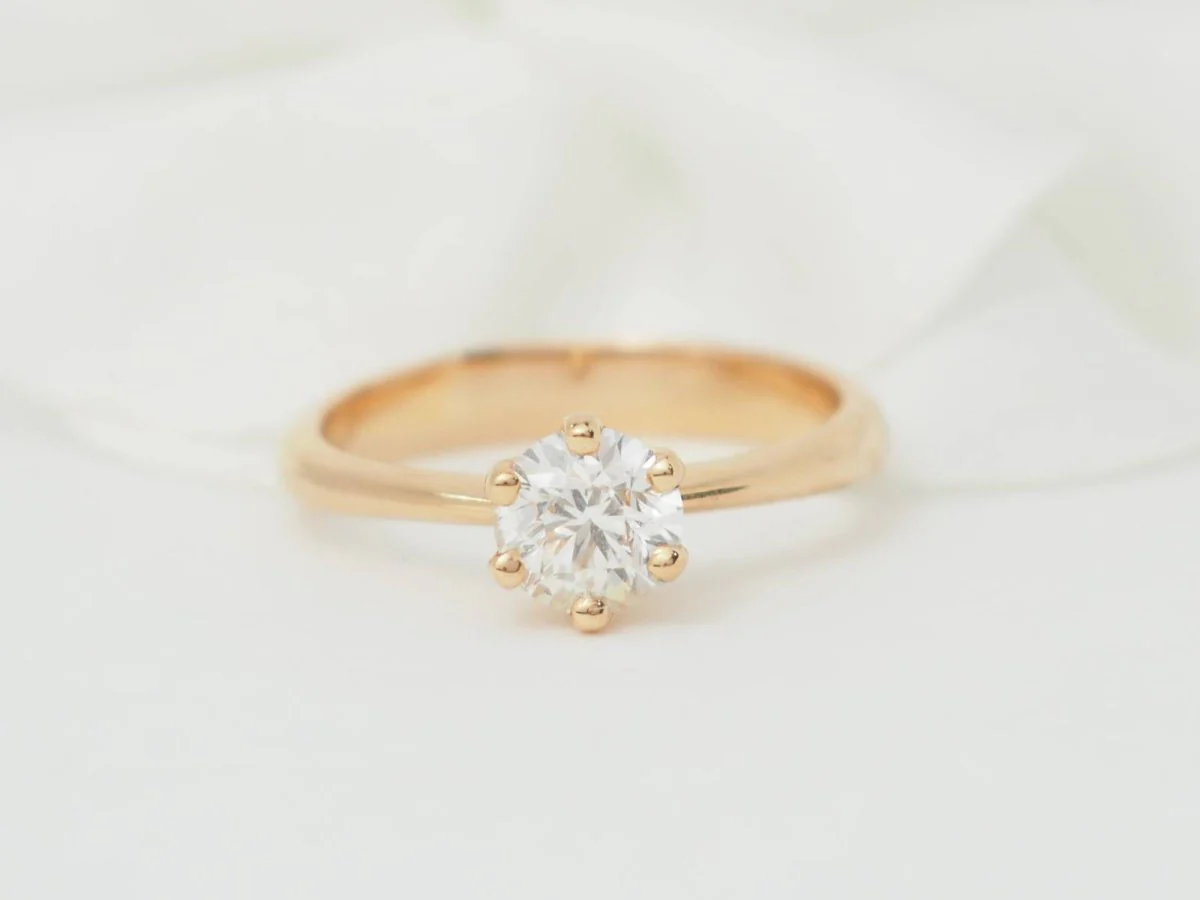 Bague Solitaire en or rose et diamant - Image 2