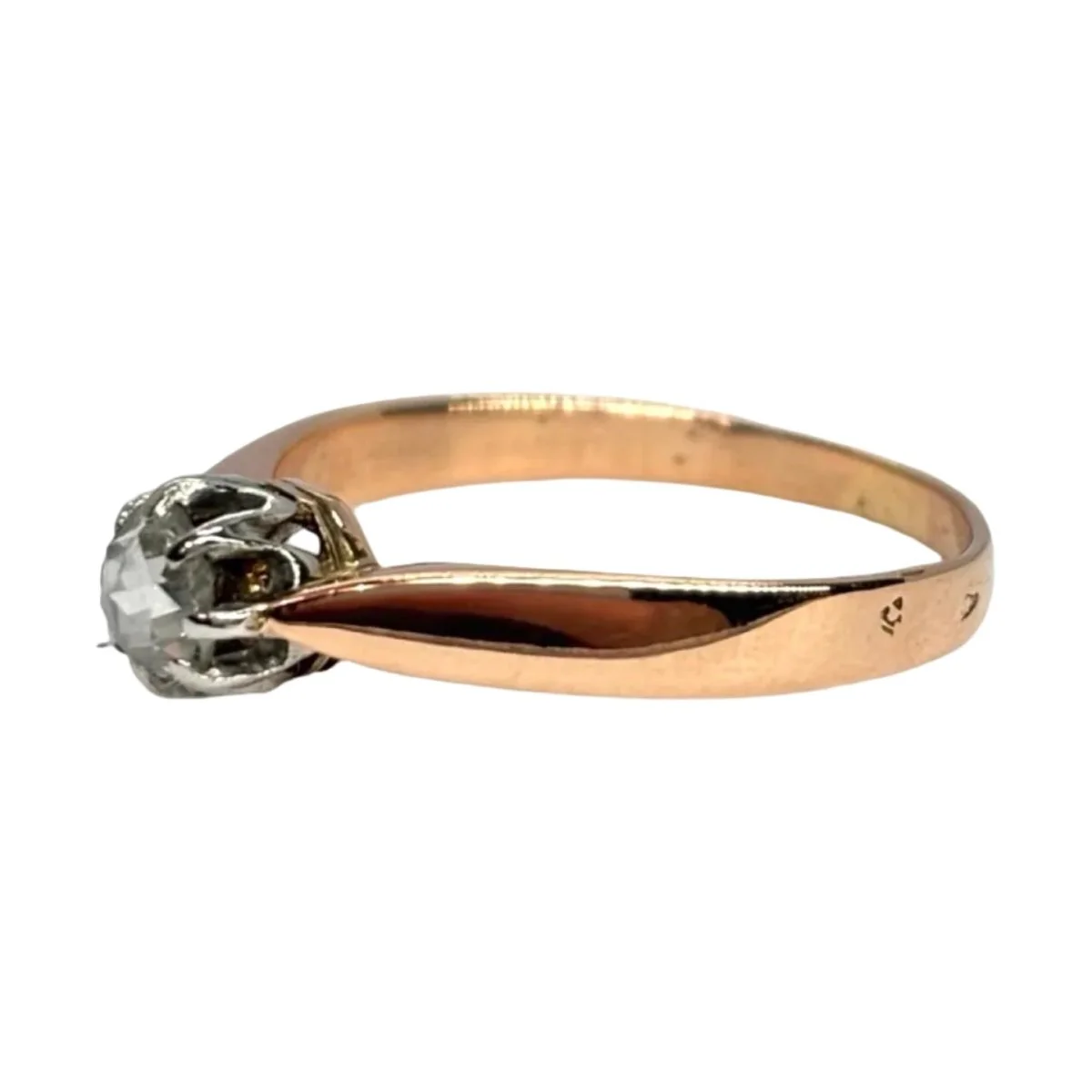 Bague Solitaire en or rose et diamant - Image 3