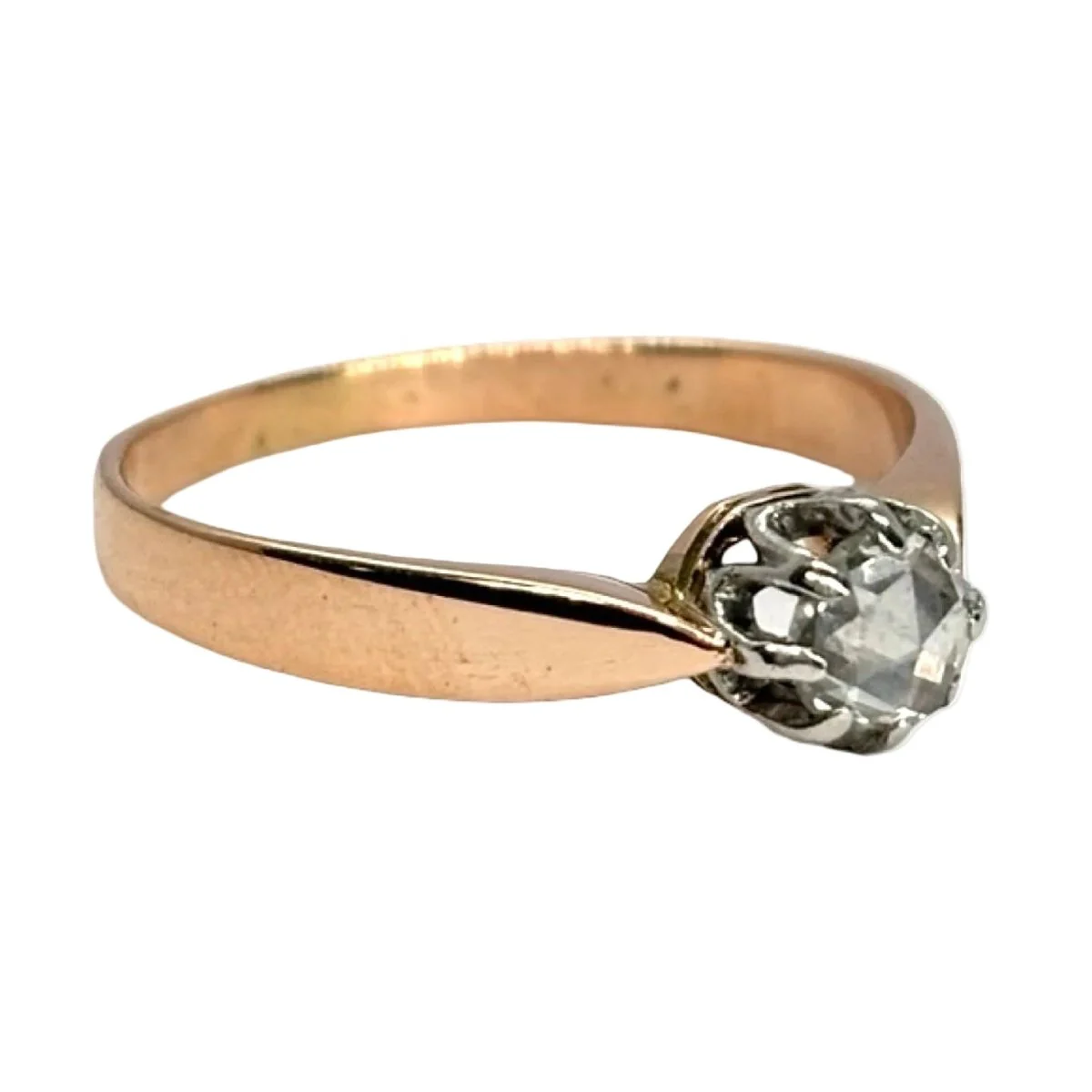 Bague Solitaire en or rose et diamant - Image 4