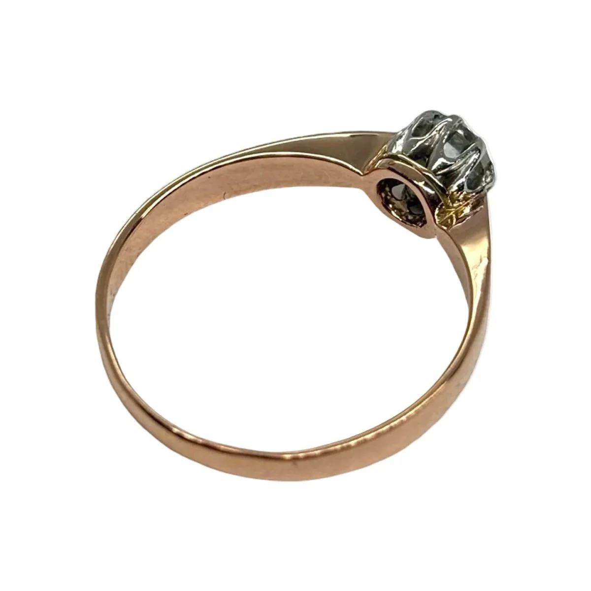 Bague Solitaire en or rose et diamant - Image 5