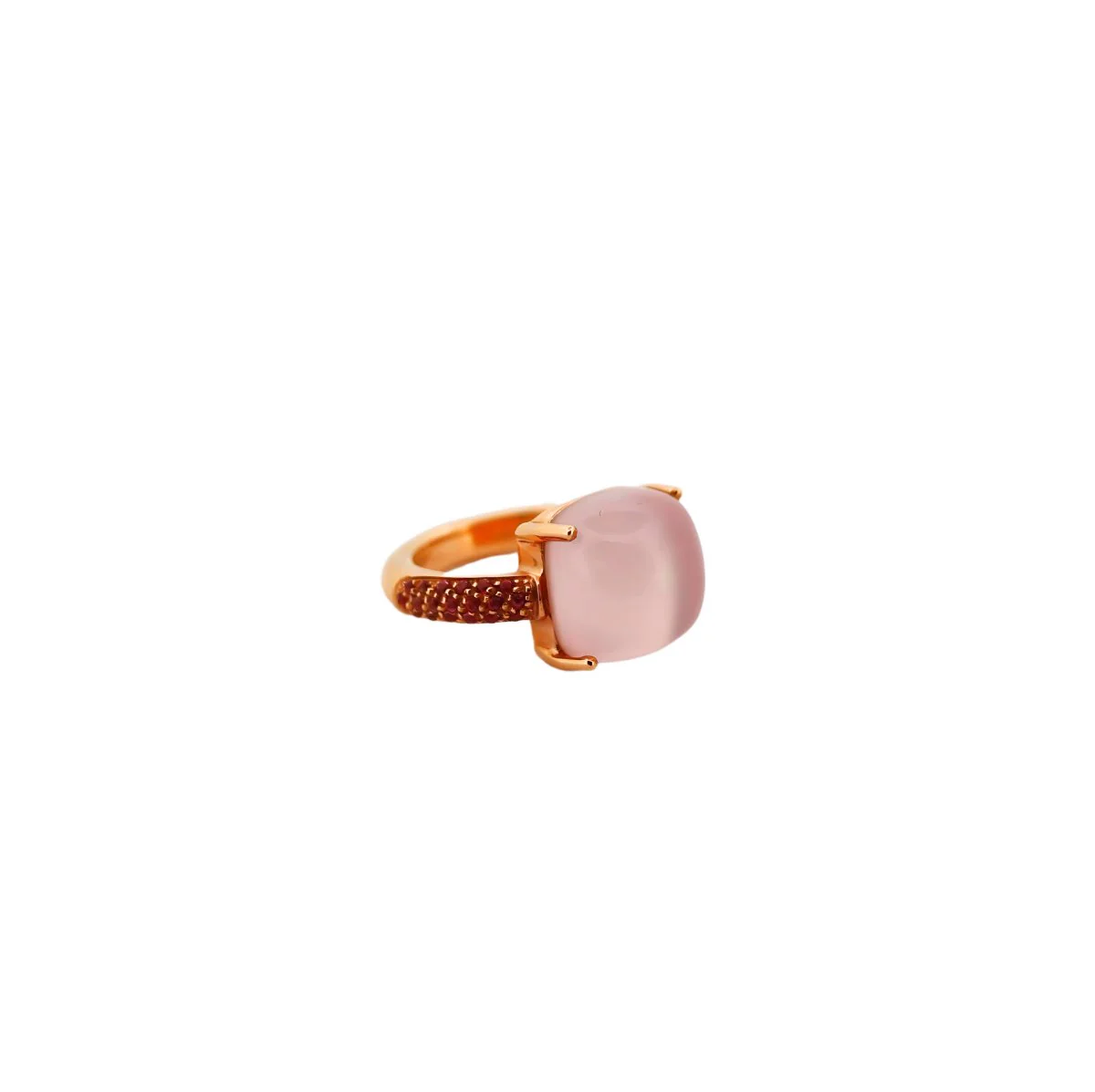 Bague Solitaire en or rose et pierre semi-précieuse - Image 3