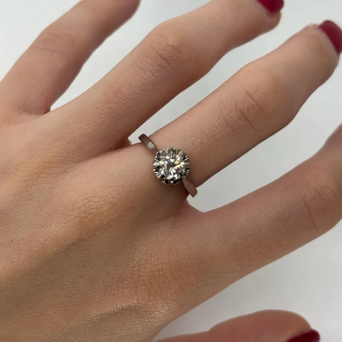 Bague Solitaire en platine et diamant - Image 2