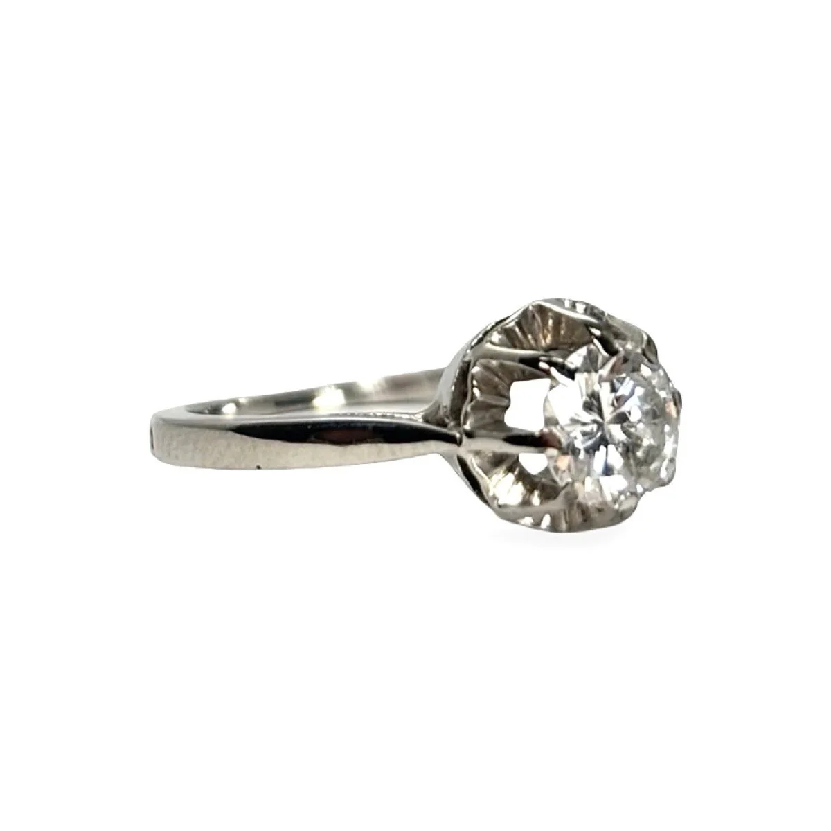Bague Solitaire en platine et diamant - Image 5