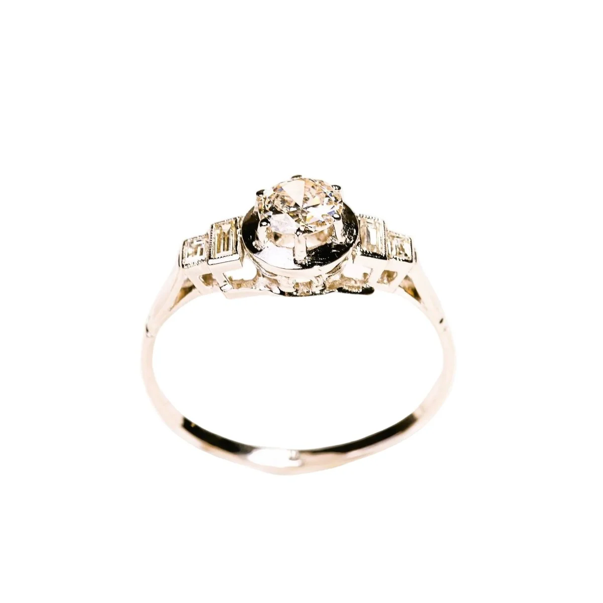 Bague Solitaire en platine et diamants - Image 3