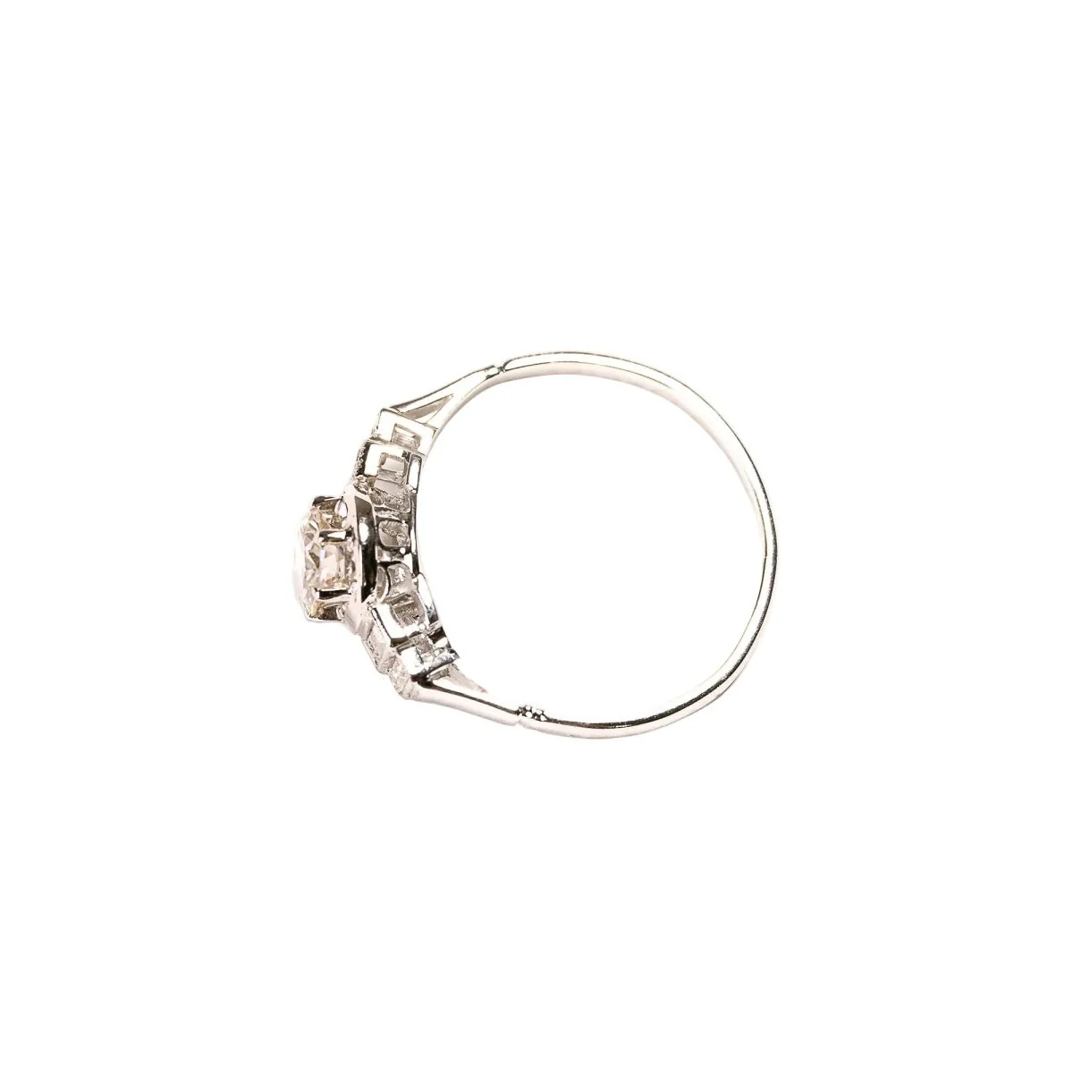 Bague Solitaire en platine et diamants - Image 4