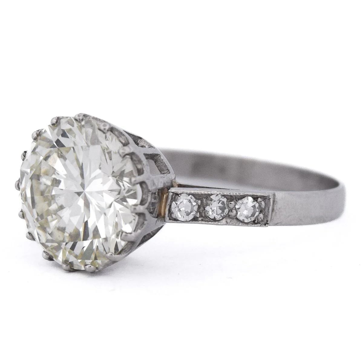 Bague Solitaire en platine et diamants - Image 4