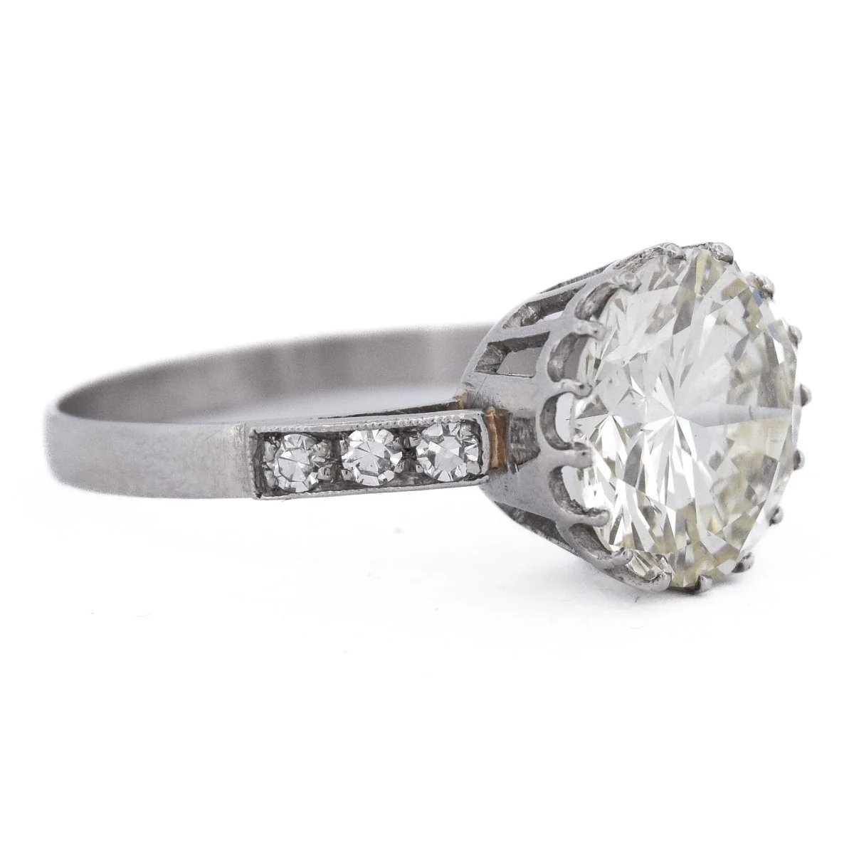 Bague Solitaire en platine et diamants - Image 8