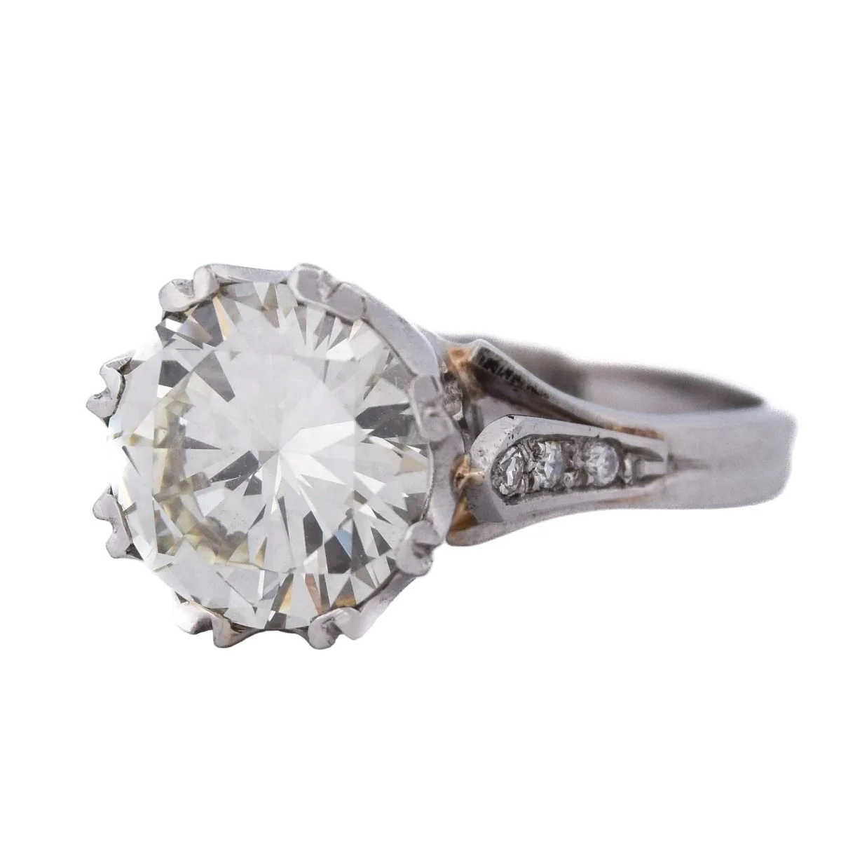 Bague Solitaire en platine et diamants - Image 3