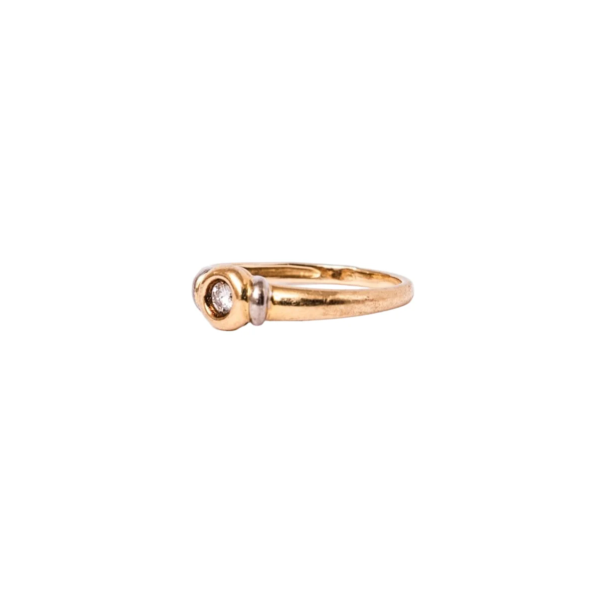 Bague Solitaire GAY FRERES en or jaune, or blanc et diamants - Image 3