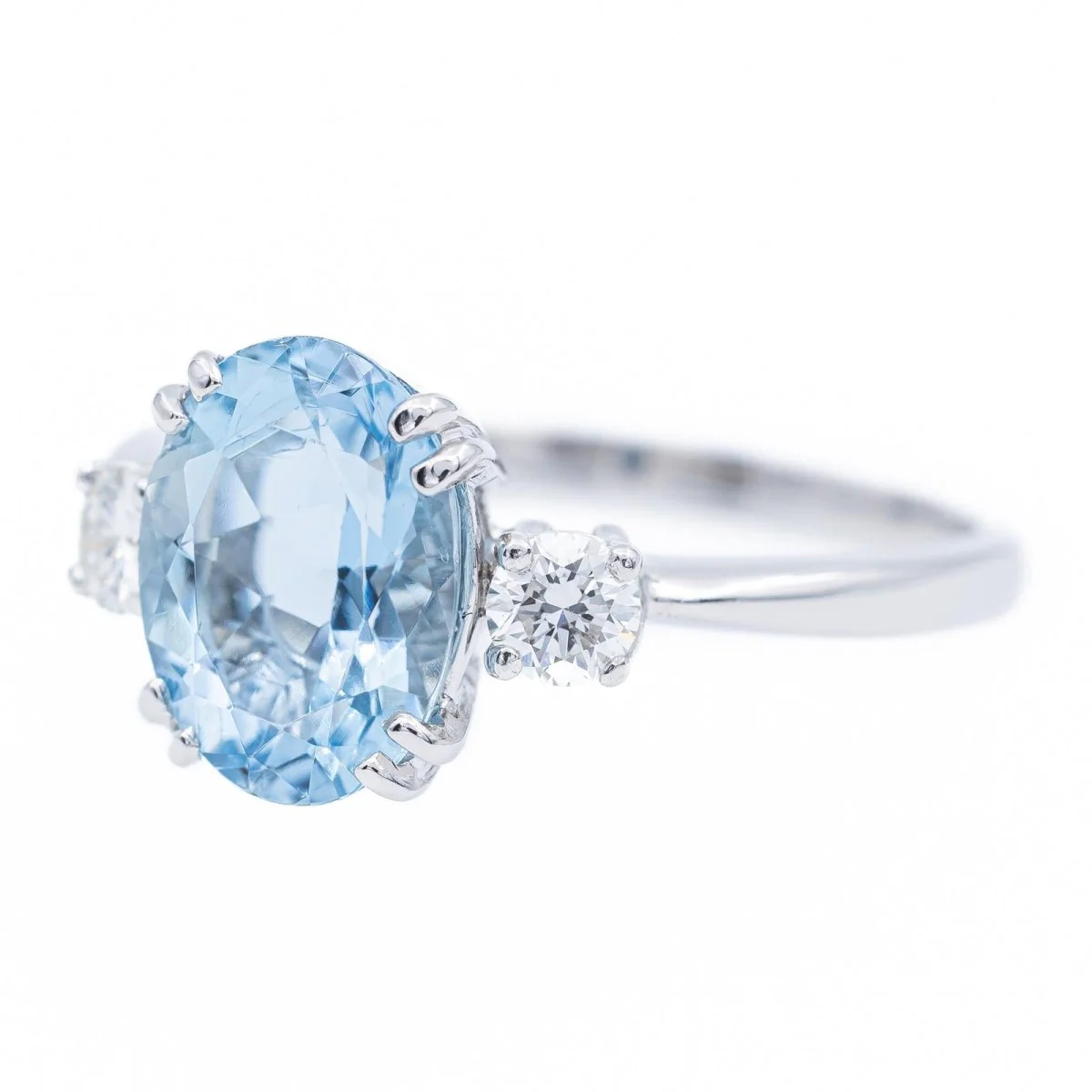 Bague Solitaire Or blanc Aigue-Marine - Image 2