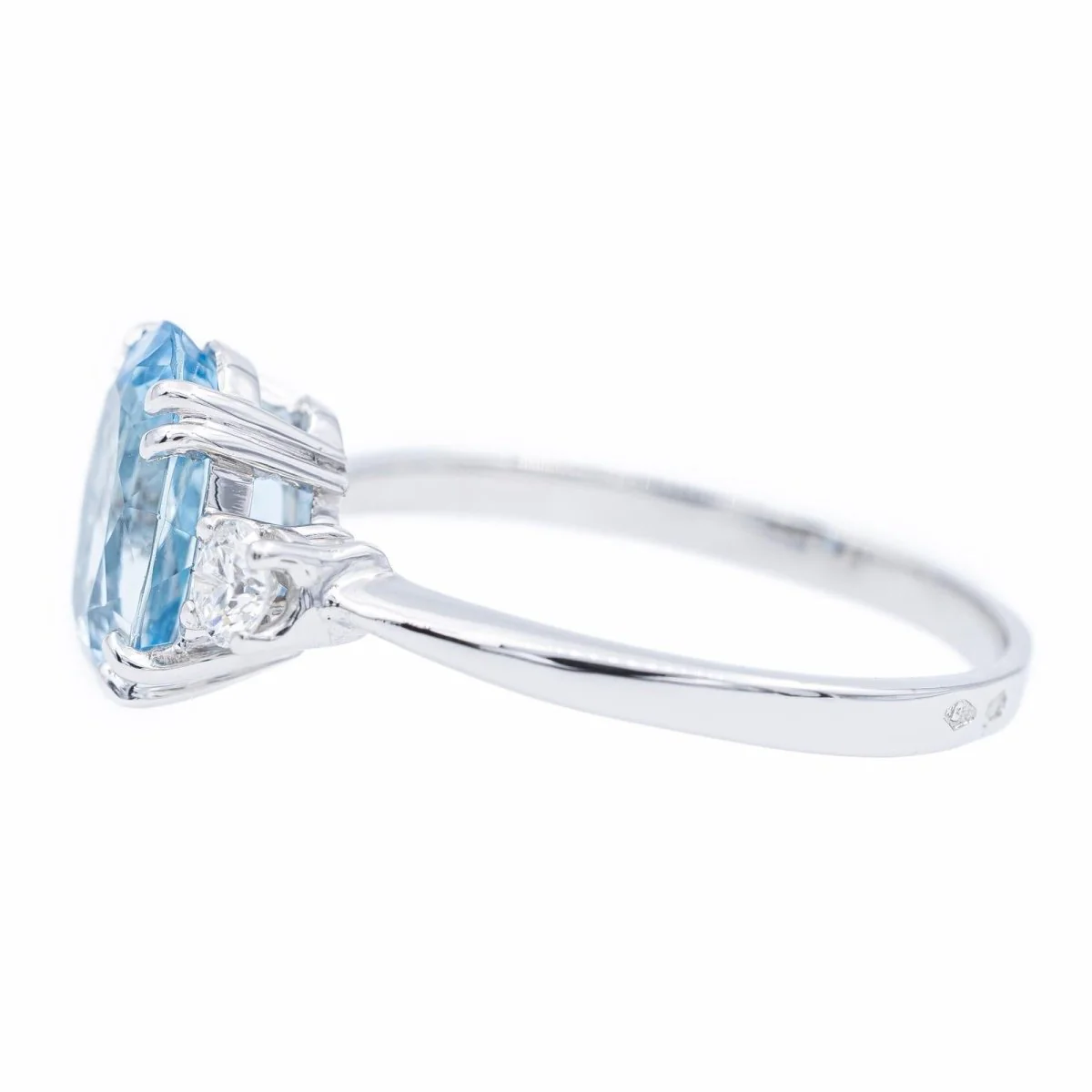 Bague Solitaire Or blanc Aigue-Marine - Image 3