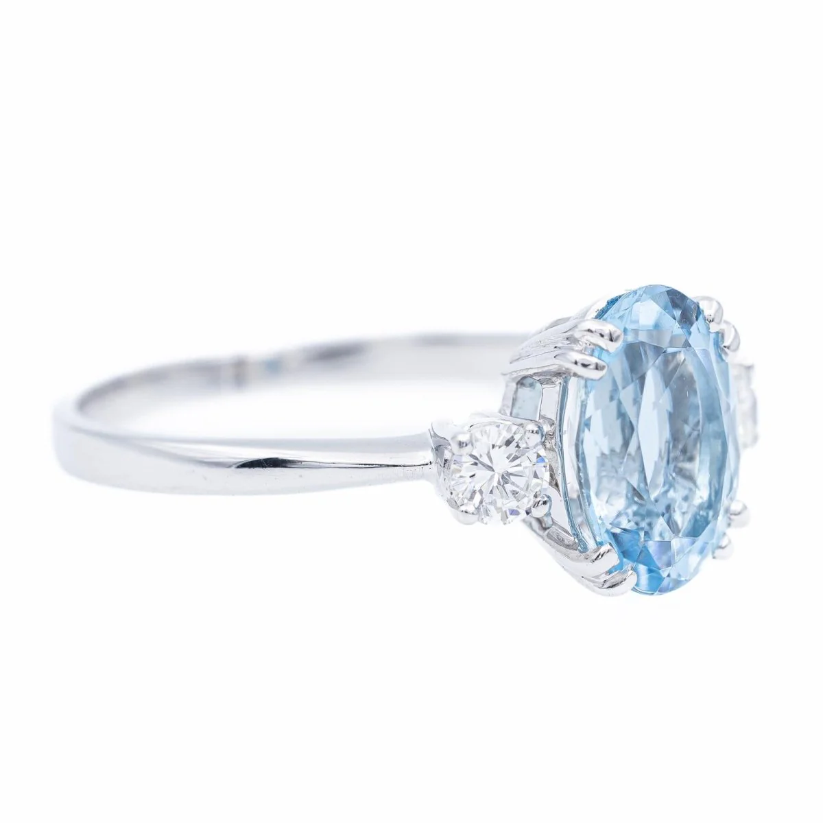 Bague Solitaire Or blanc Aigue-Marine - Image 6