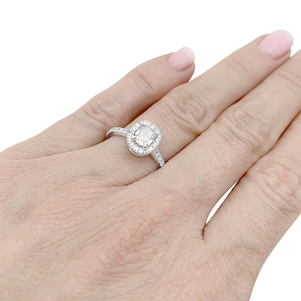 Bague solitaire en or blanc et diamants - Image 6