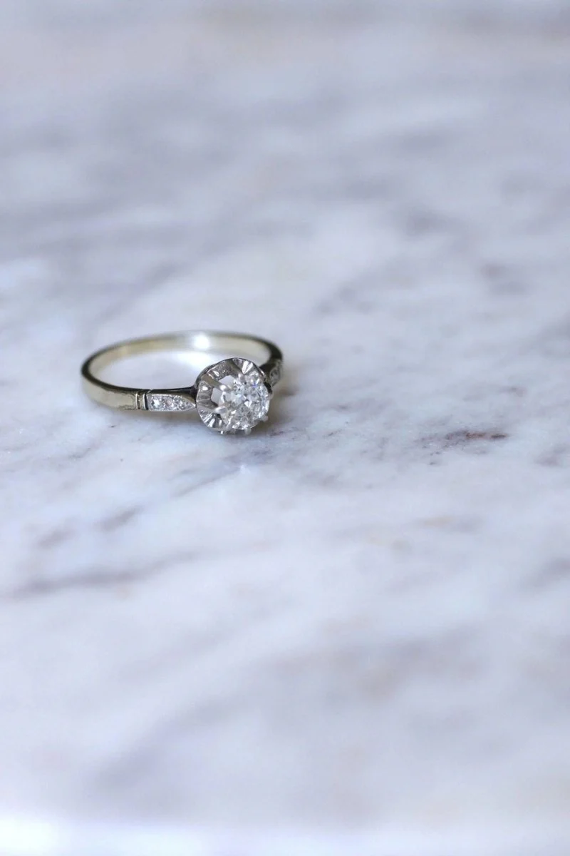 Solitaire Art Déco diamant 0.50 Ct - Image 5