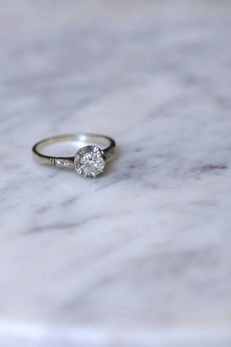 Solitaire Art Déco diamant 0.50 Ct - Image 6