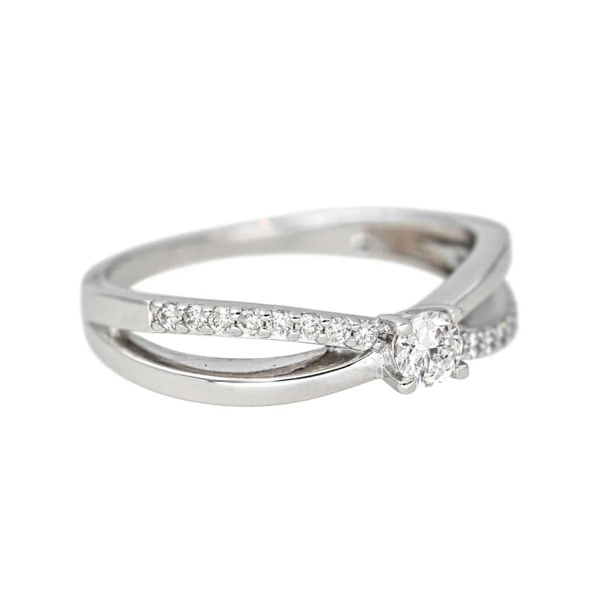 Bague Solitaire en or blanc et diamants - Image 6