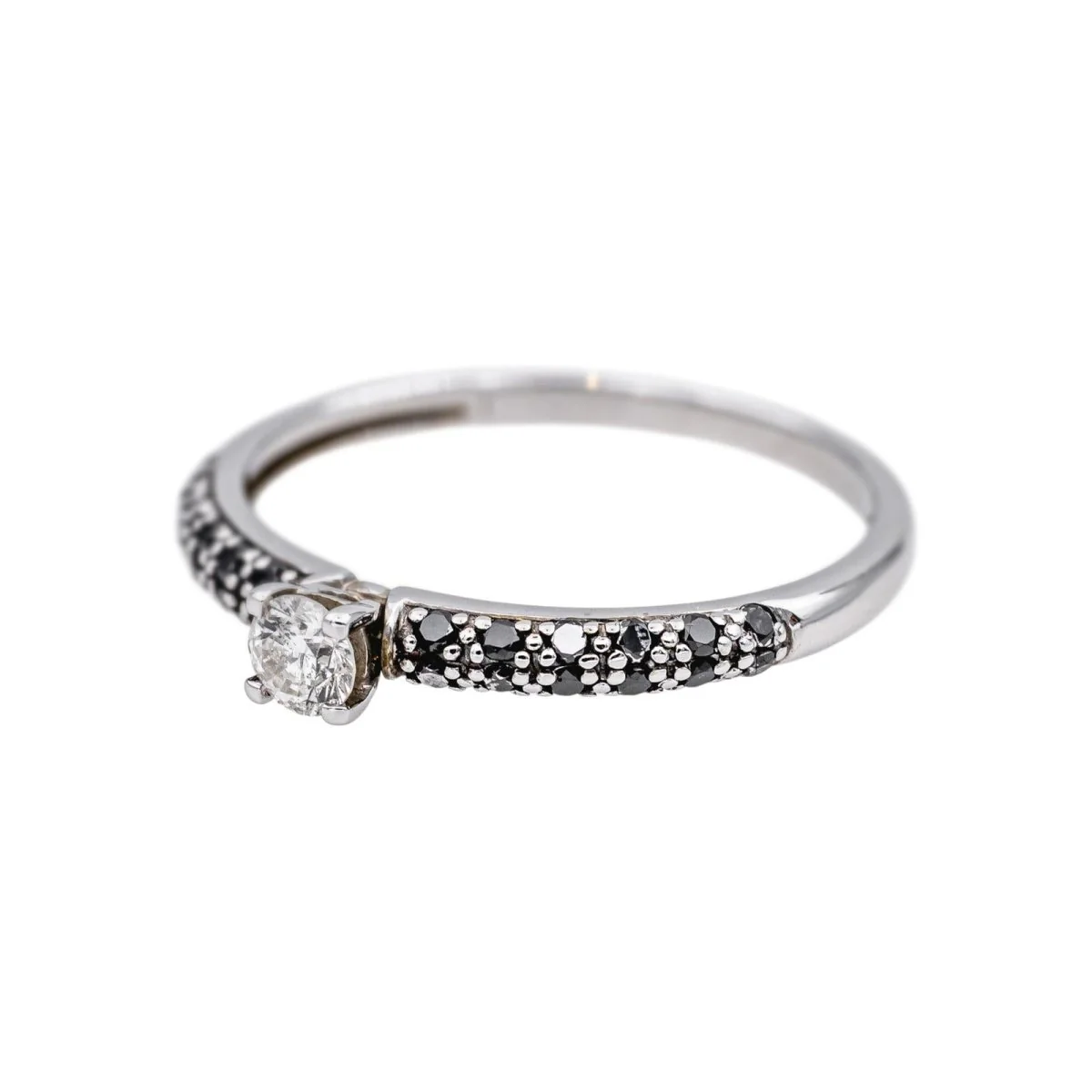 Bague Solitaire en or blanc, saphirs et diamant - Image 3