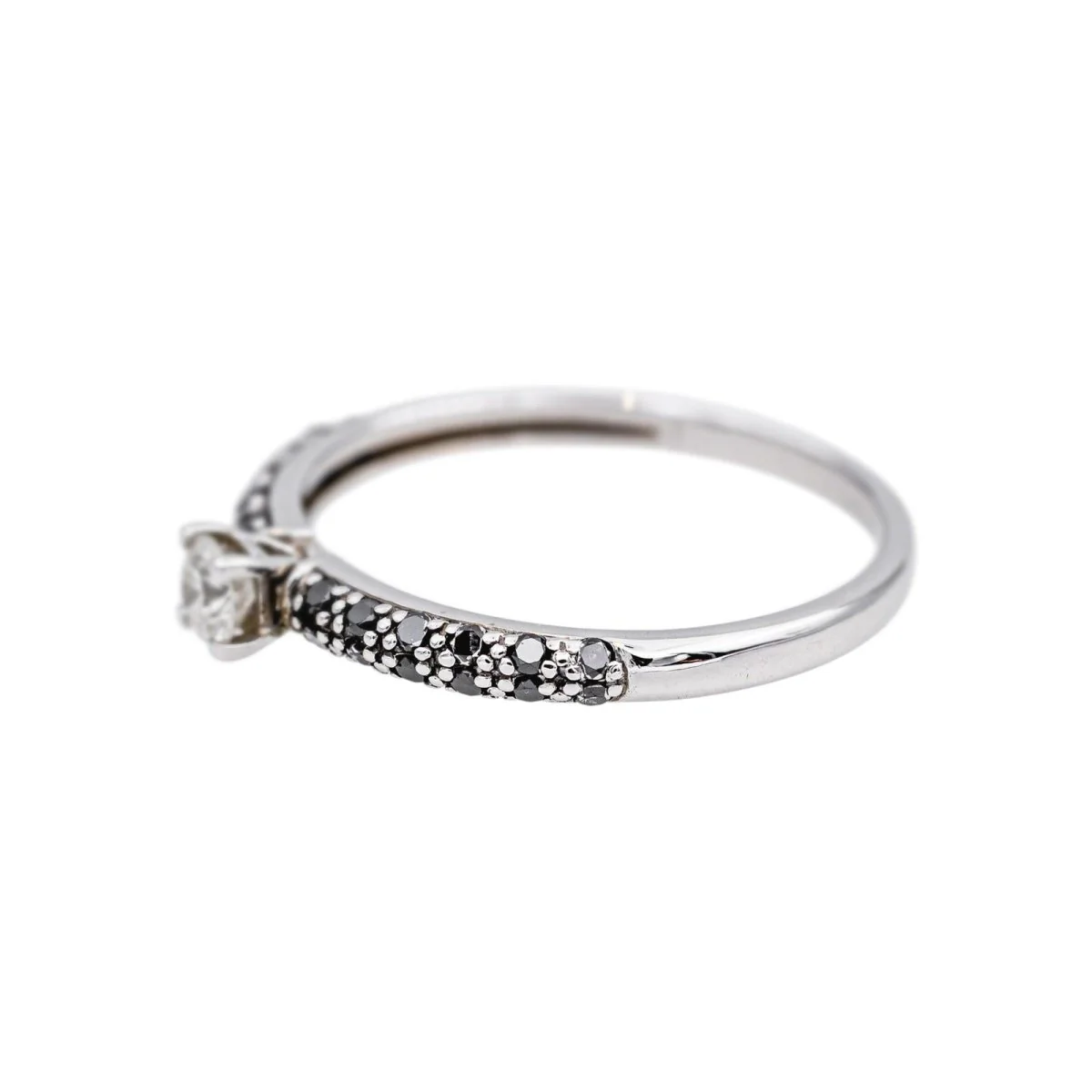 Bague Solitaire en or blanc, saphirs et diamant - Image 4