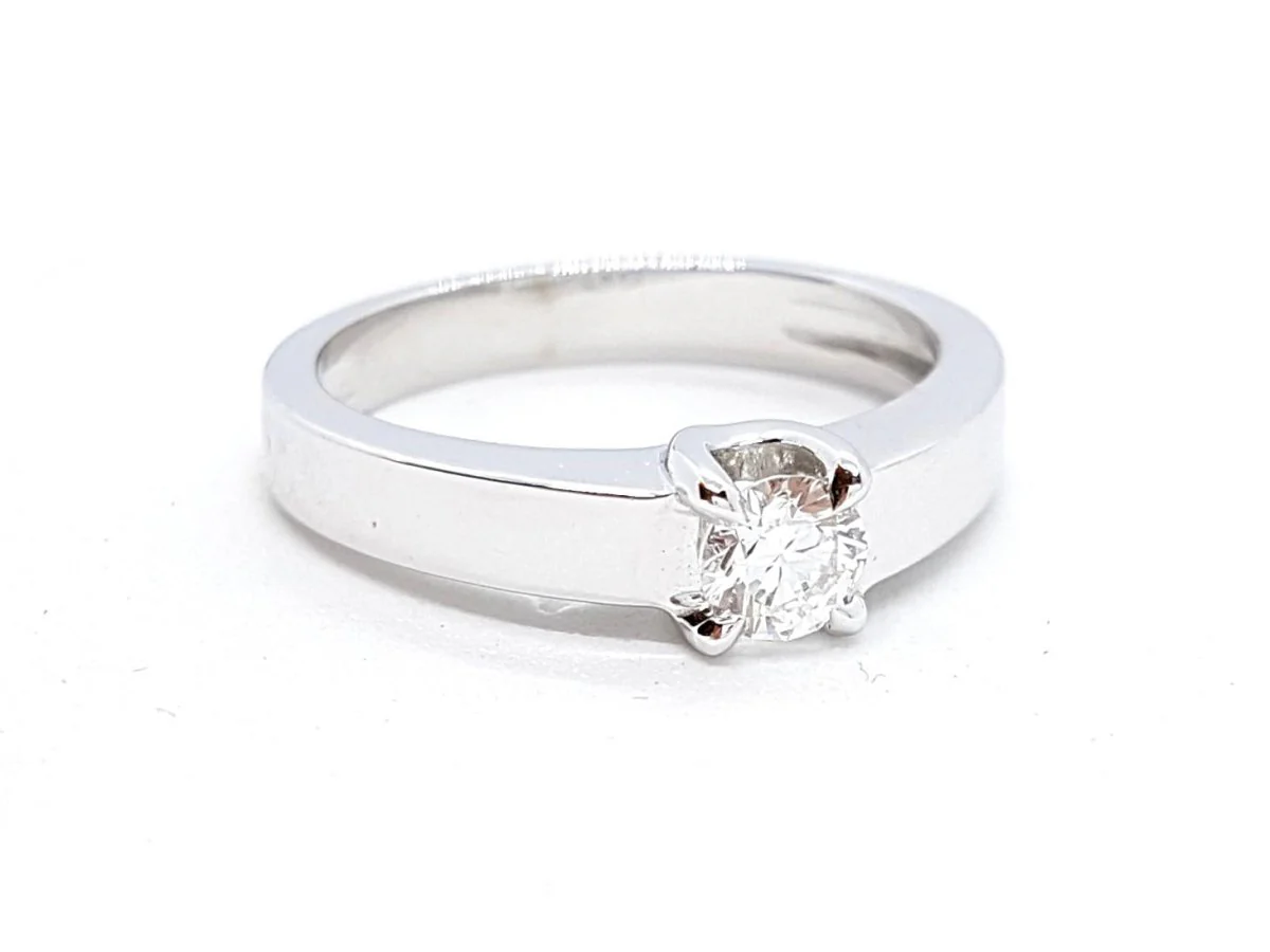 Bague Solitaire Or blanc Diamant - Image 4