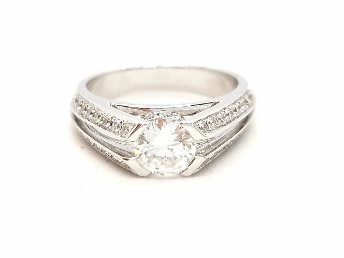 Bague Solitaire Or blanc Diamant - Image 8