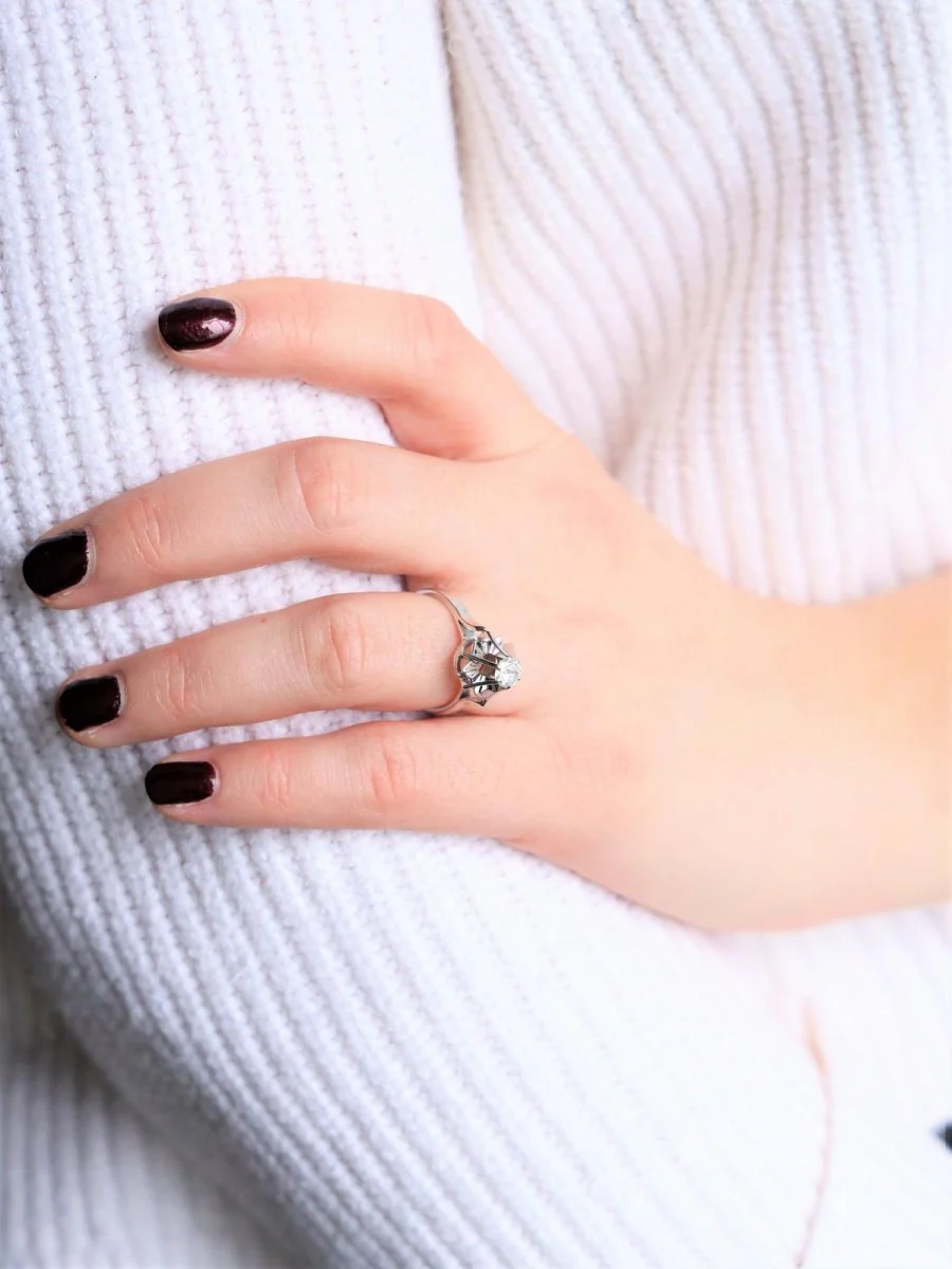 Bague Solitaire en or blanc diamant - Image 7