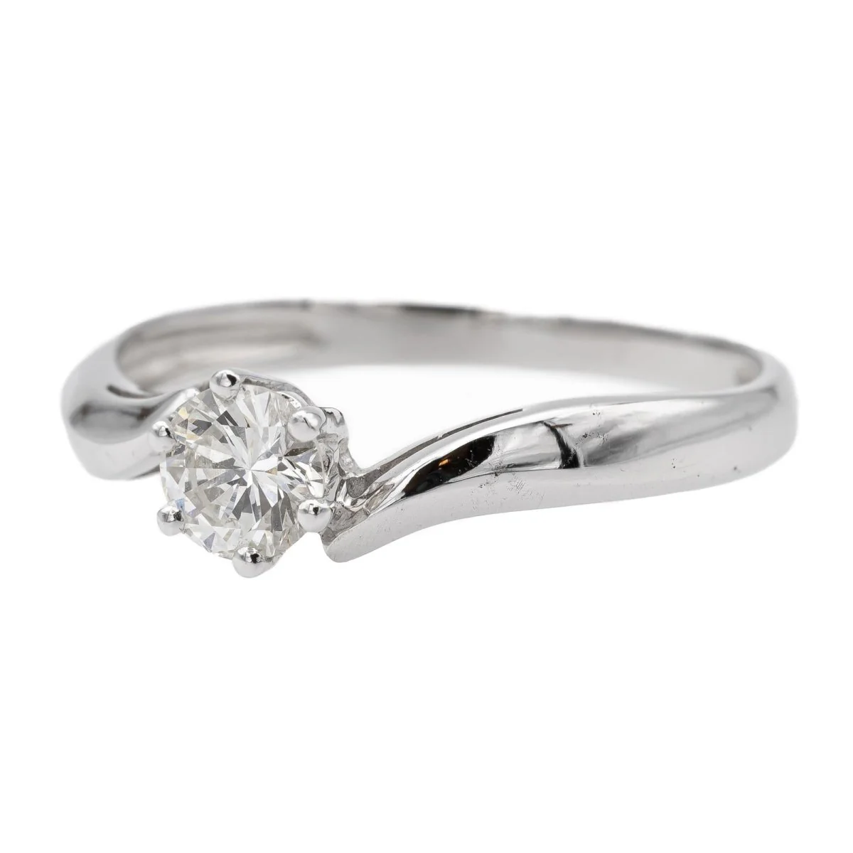 Bague Solitaire en or blanc et diamant - Image 2