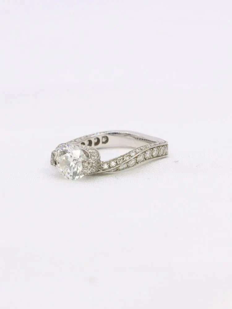 Bague solitaire or blanc diamants taille brillant 0,90 ct - Image 3