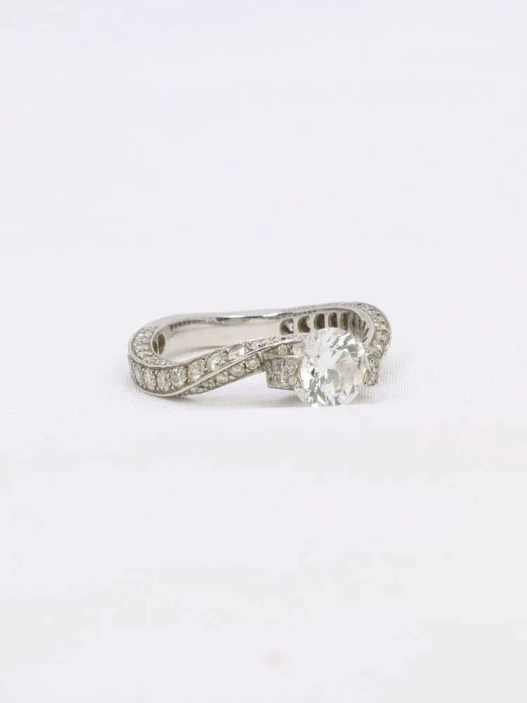 Bague solitaire or blanc diamants taille brillant 0,90 ct - Image 7