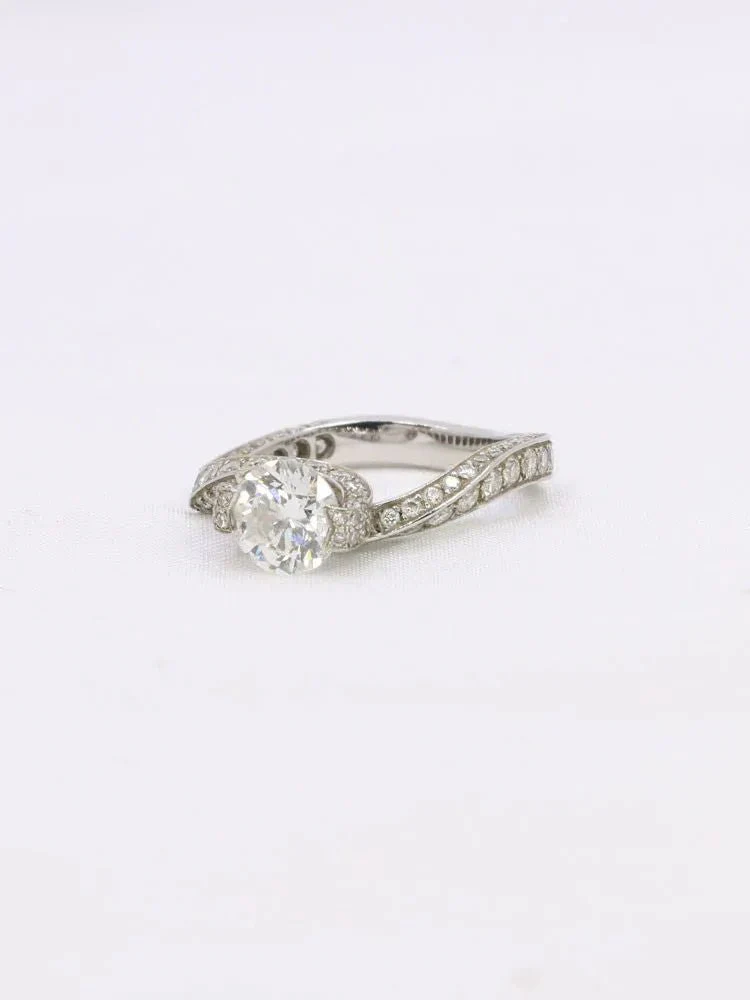 Bague solitaire or blanc diamants taille brillant 0,90 ct - Image 8