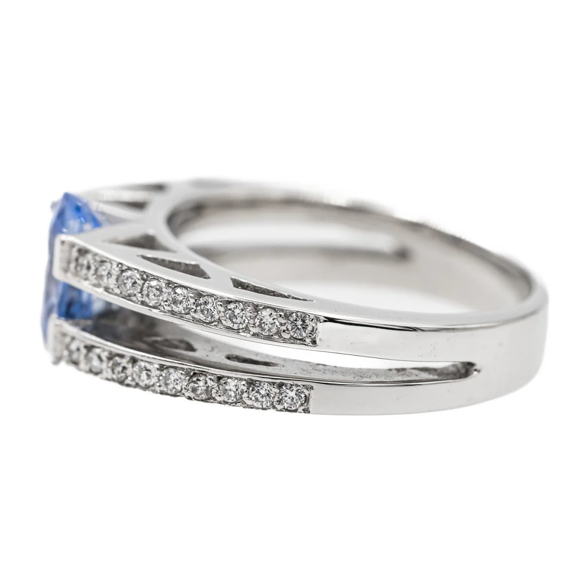 Bague Solitaire en Or blanc et Saphir - Image 4