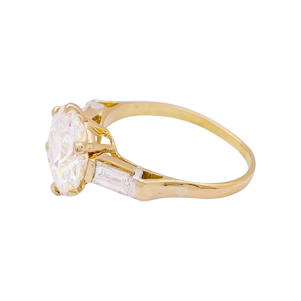 Bague Solitaire en or jaune et diamants - Image 3
