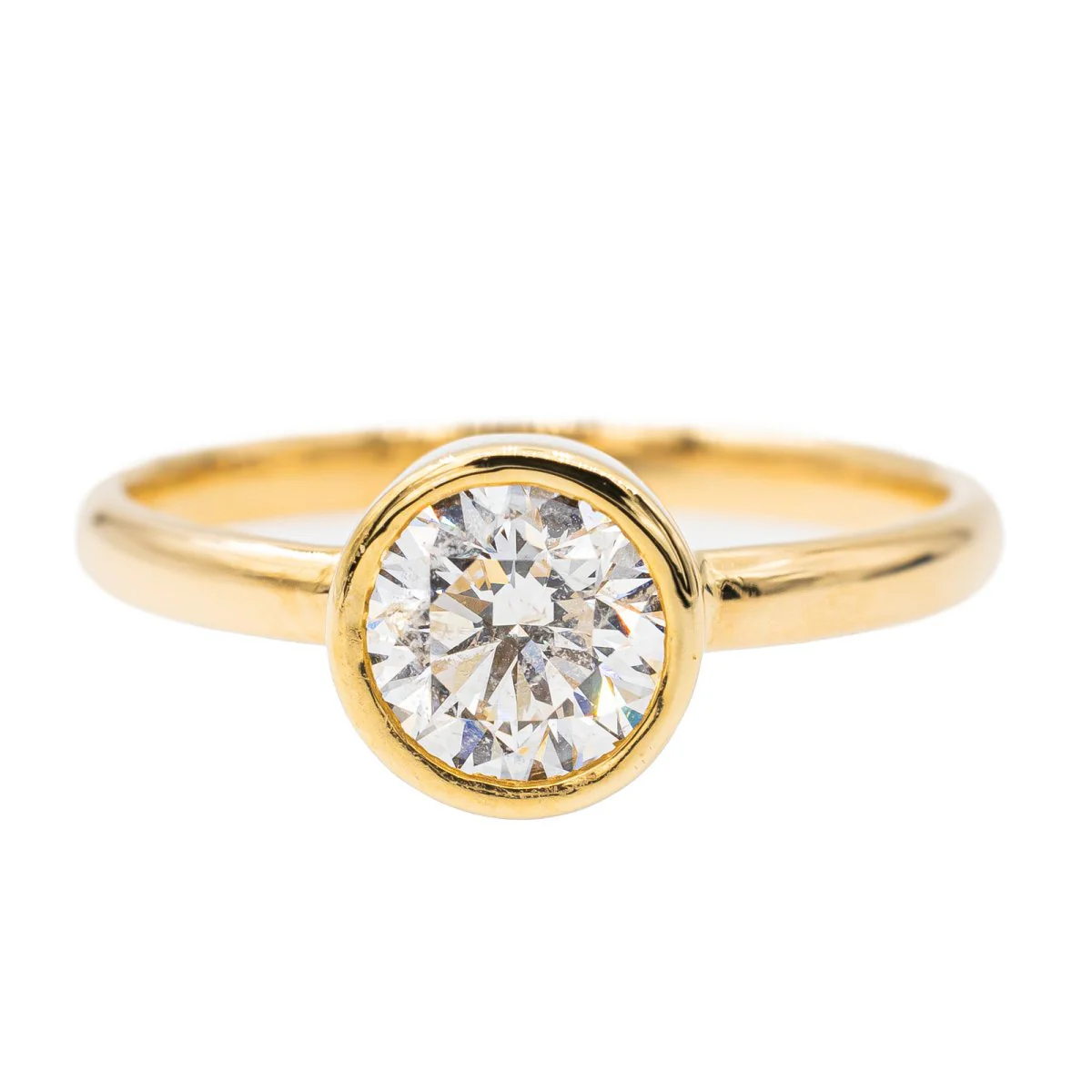 Bague solitaire en or jaune et diamant