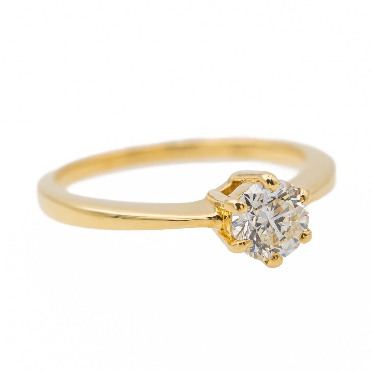Bague Solitaire en or jaune et diamant - Image 4