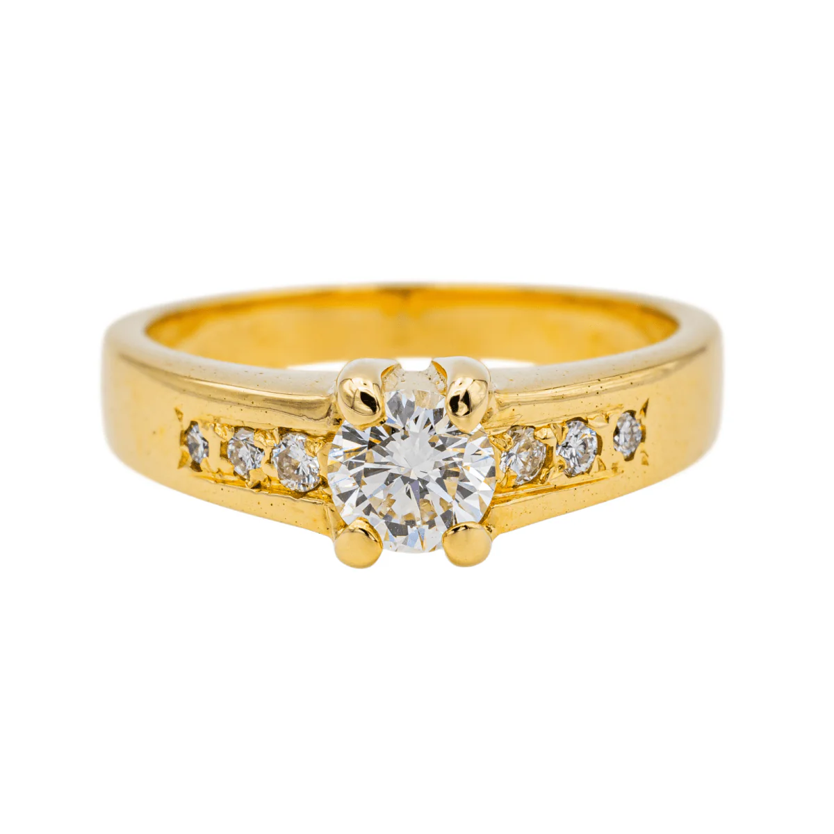 Bague Solitaire en or jaune et diamants