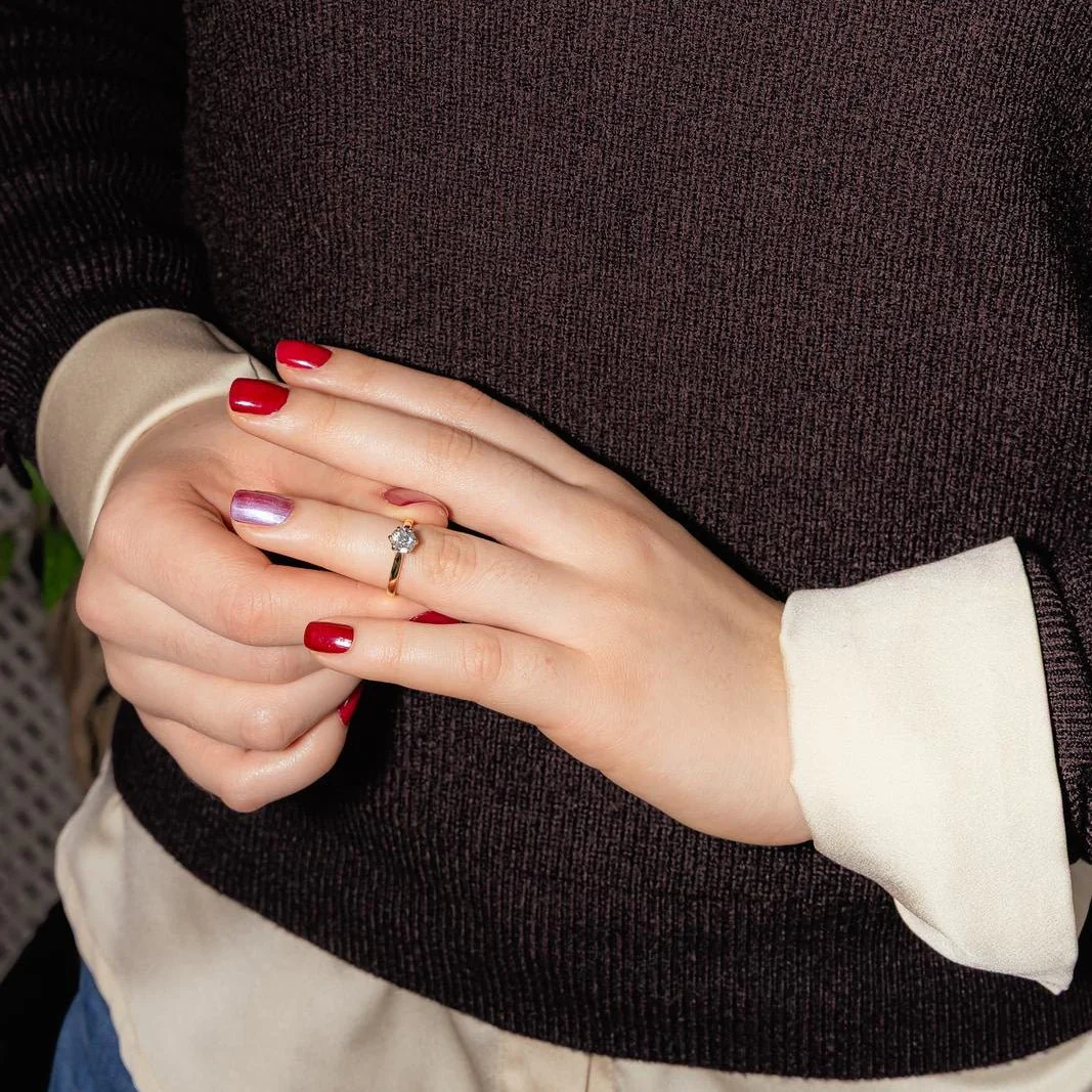 Bague Solitaire en or jaune et diamant - Image 2