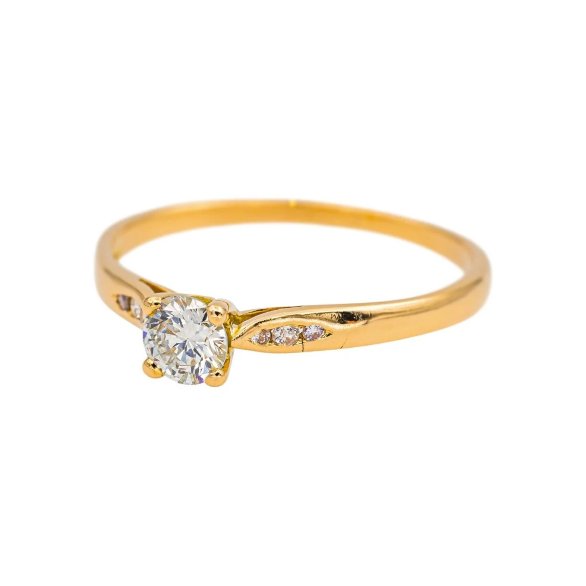 Bague Solitaire en or jaune et diamants - Image 3