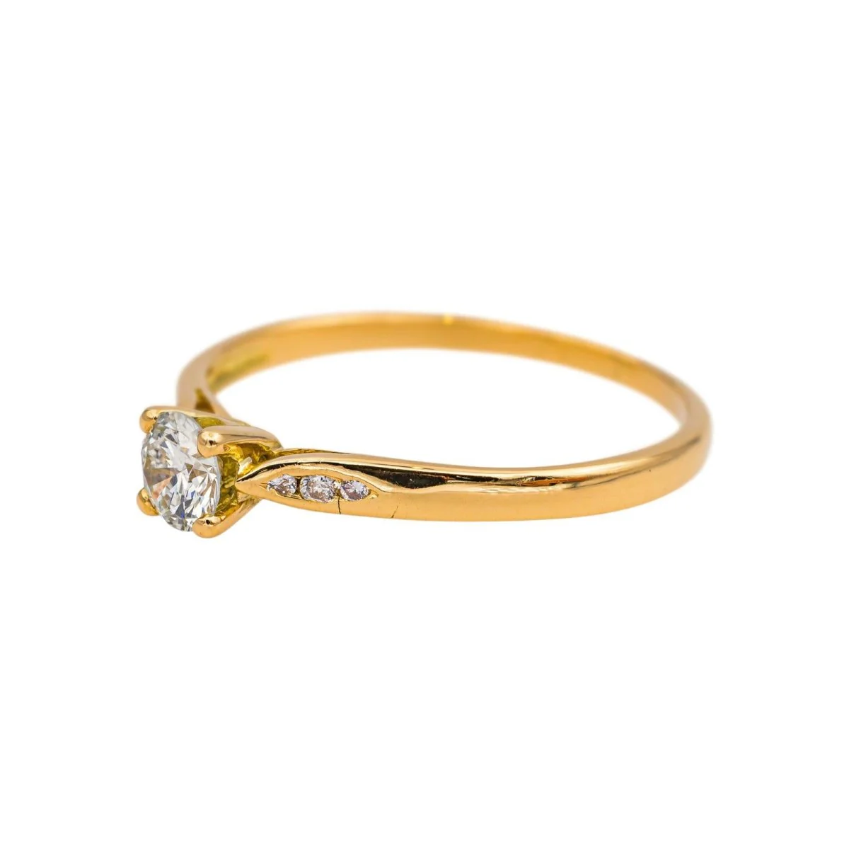 Bague Solitaire en or jaune et diamants - Image 4