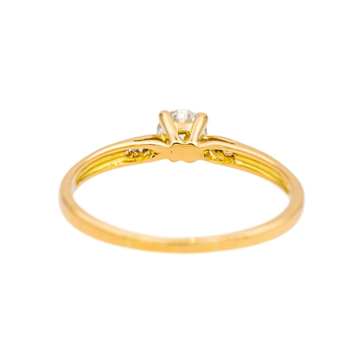 Bague Solitaire en or jaune et diamants - Image 5